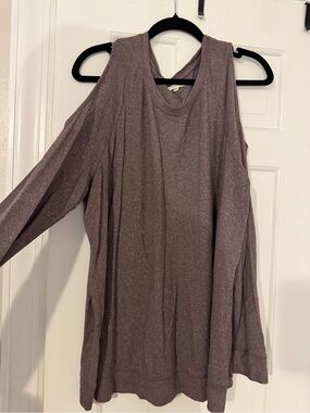 Maurices Shimmery Cold-Shoulder Long Sleeve Top - Mauve